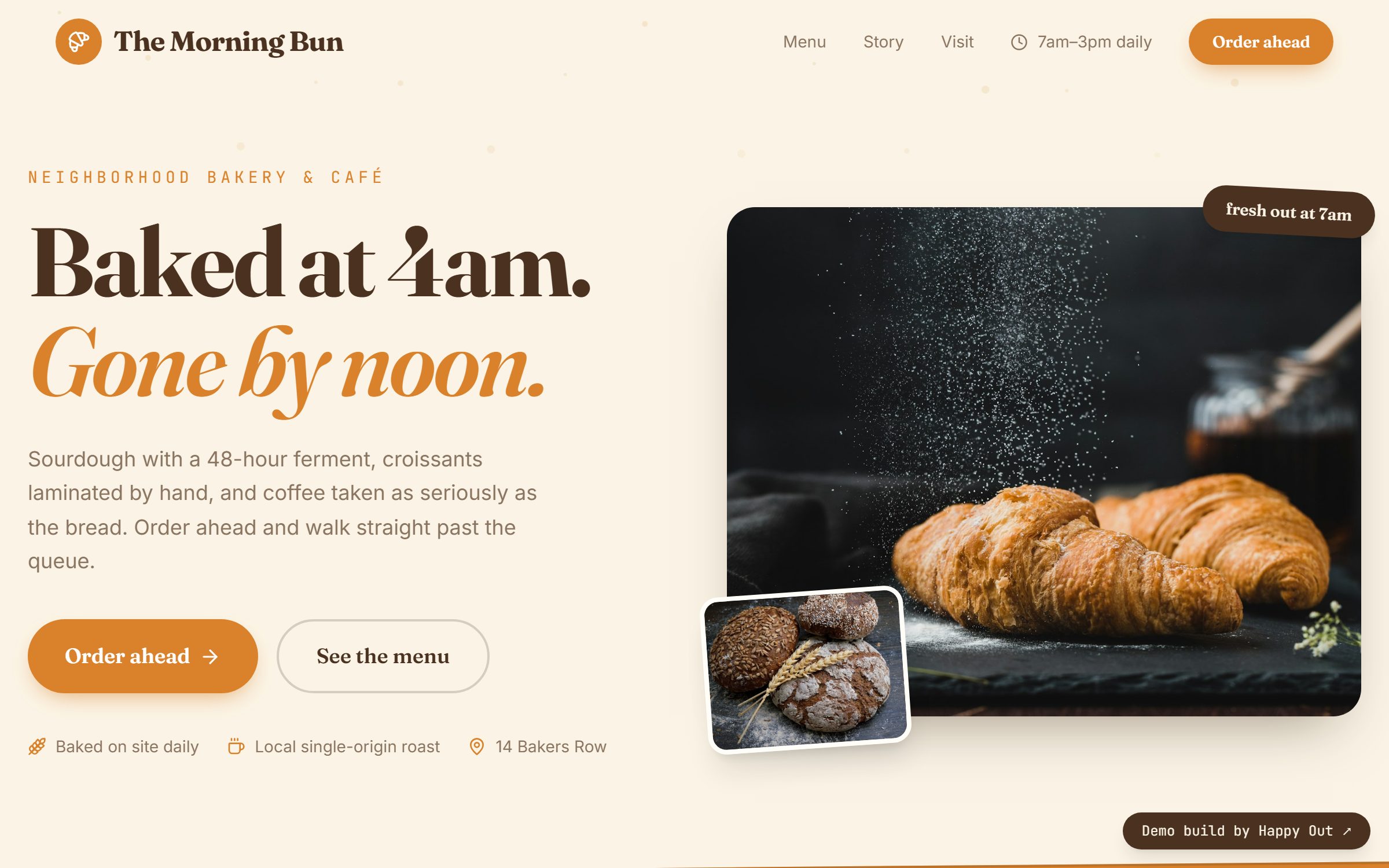 Live preview of the The Morning Bun website