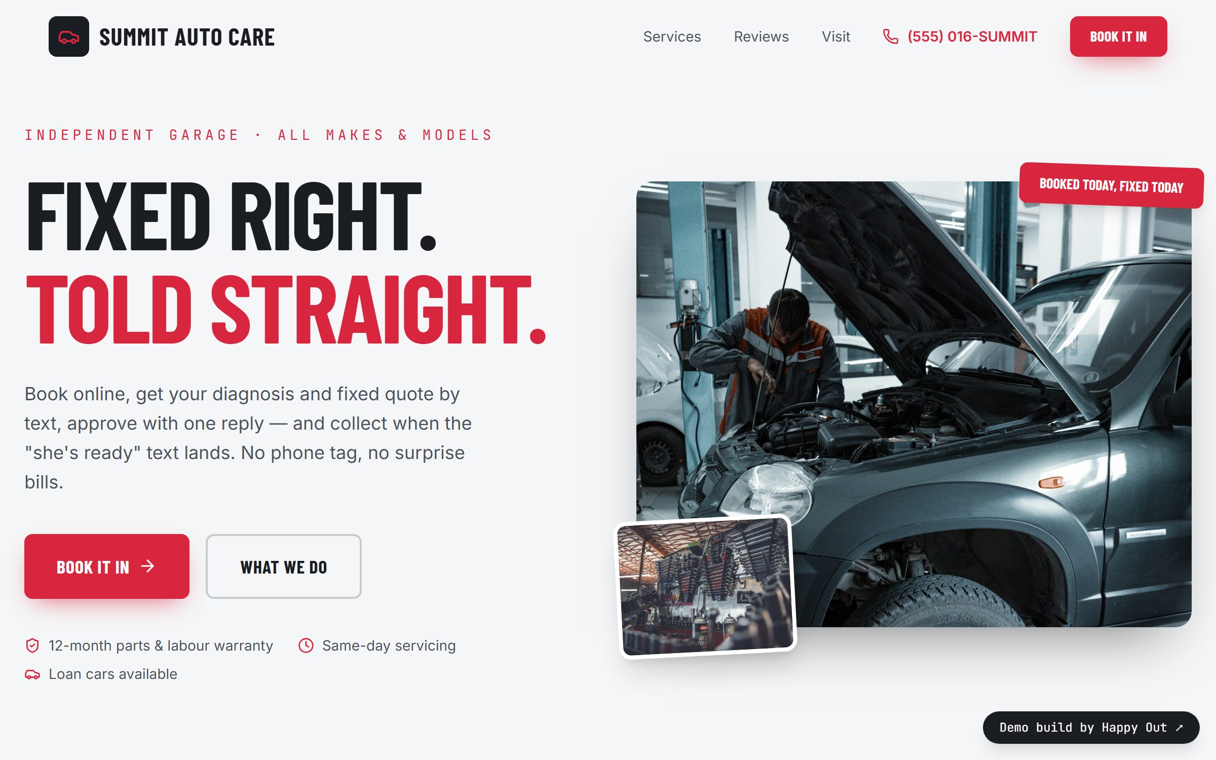Live preview of the Summit Auto Care website
